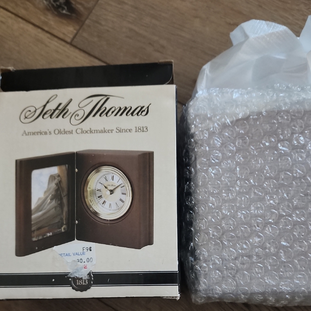 Seth Thomas Brown Clock with Photo Frame